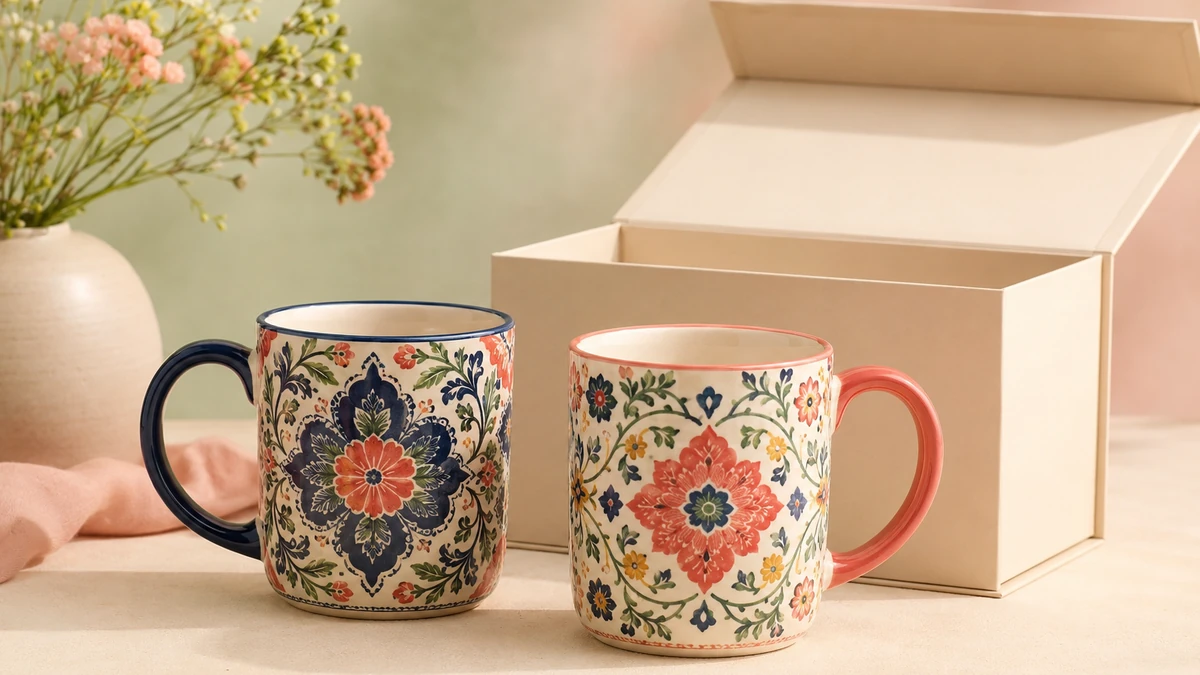 Chumbak Suzani Bloom Ceramic Mug Set