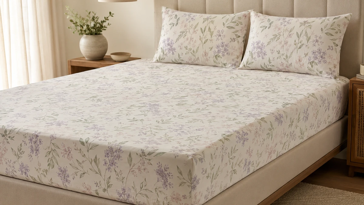 Wakefit 144 TC Cotton Fitted Bedsheet
